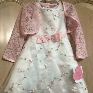 NWT 4T Fancy party dress with pink lace jacket